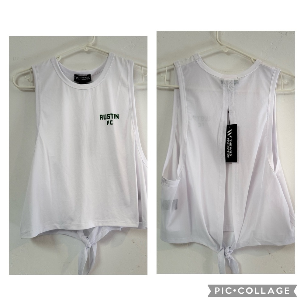 🆕  The Wild Collective Austin FC  open- back Tie-Back Tank Top -White , Size M‎